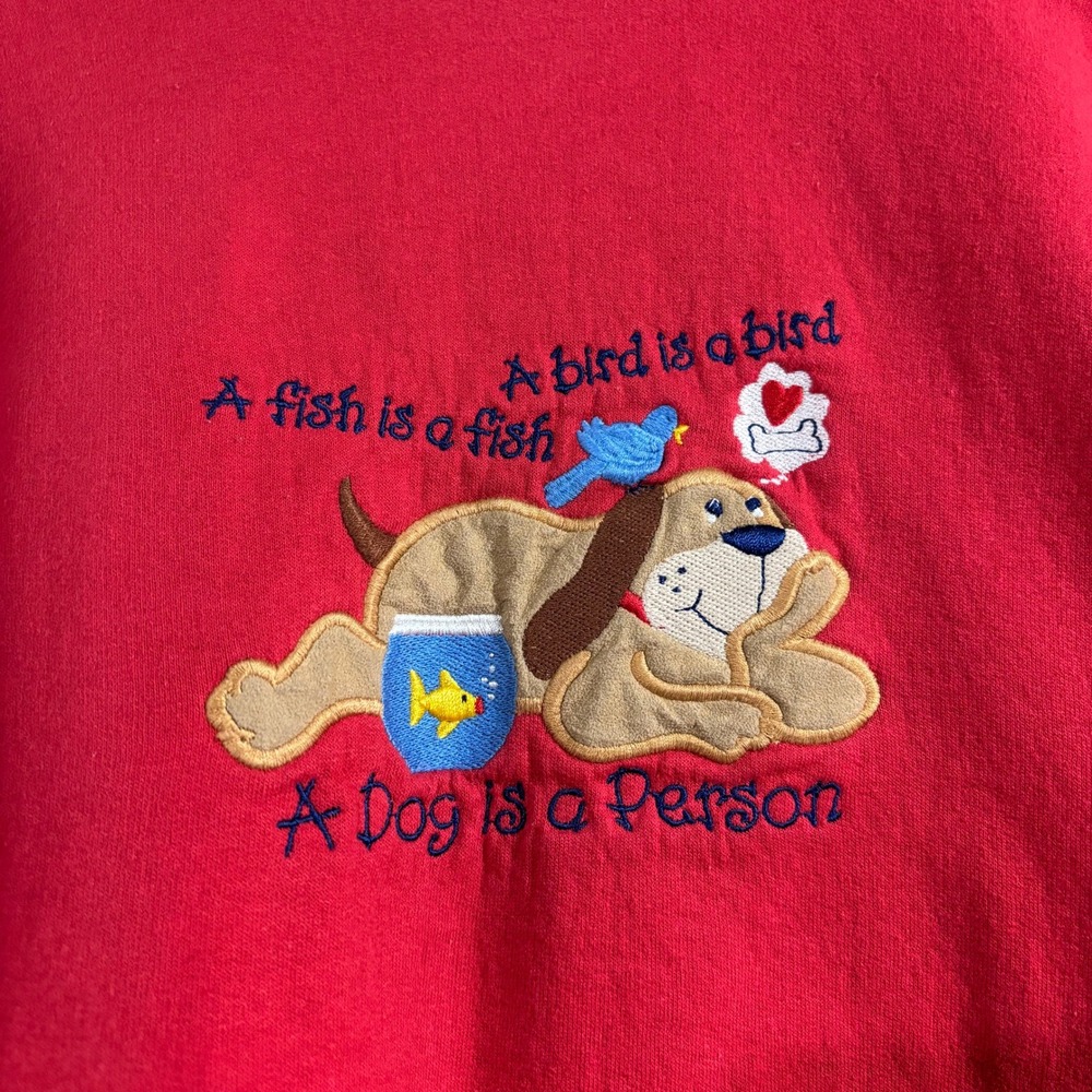 Vintage 90s Embroidered Dog Granny Butter Mom Sweatshirt Large Whimsy